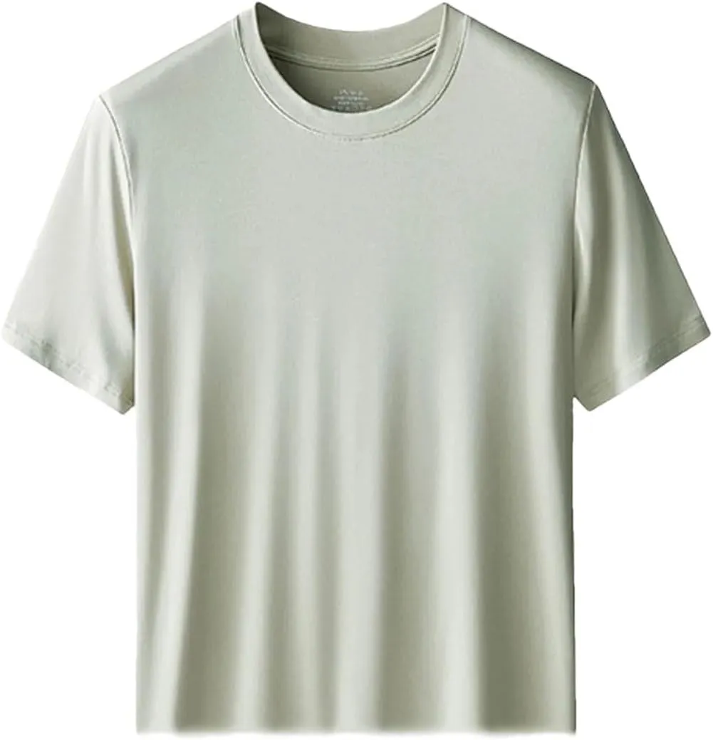DBFBDTU Mens T-Shirts Shirt Solid Color Round Neck Short Sleeve T-Shirt Quick Dry Soft Mens T-Shirts