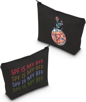 Dermatologist Cosmetic Bag Dermatology Student Graduation Gift SPF Is My BFF Makeup Zipper Pouch for Skin Doctor Dermatology Nurse (SPF Black Bag)