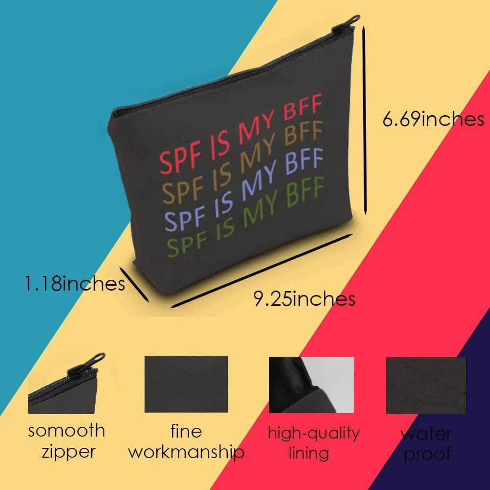 Dermatologist Cosmetic Bag Dermatology Student Graduation Gift SPF Is My BFF Makeup Zipper Pouch for Skin Doctor Dermatology Nurse (SPF Black Bag)