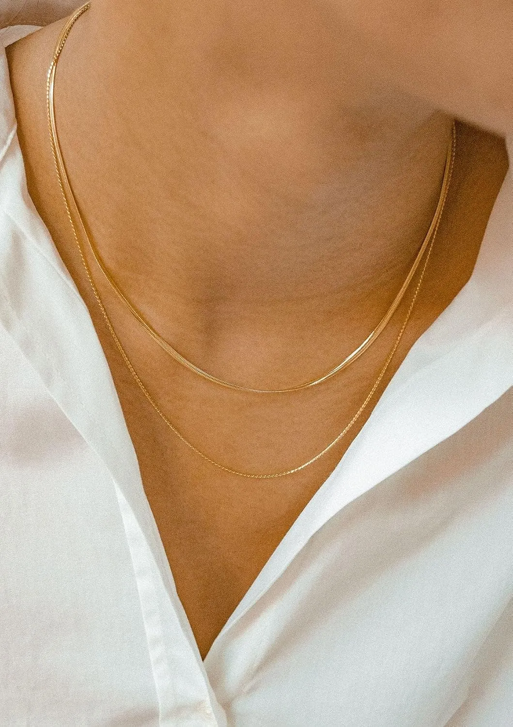 Elegance 11 designs Gold Thin Chain Layered Necklaces For Women Non Tarnish,18k Gold Plated Stainless Steel Dainty Waterproof Gold Necklace Set Stack For Women Gifts Jewelry