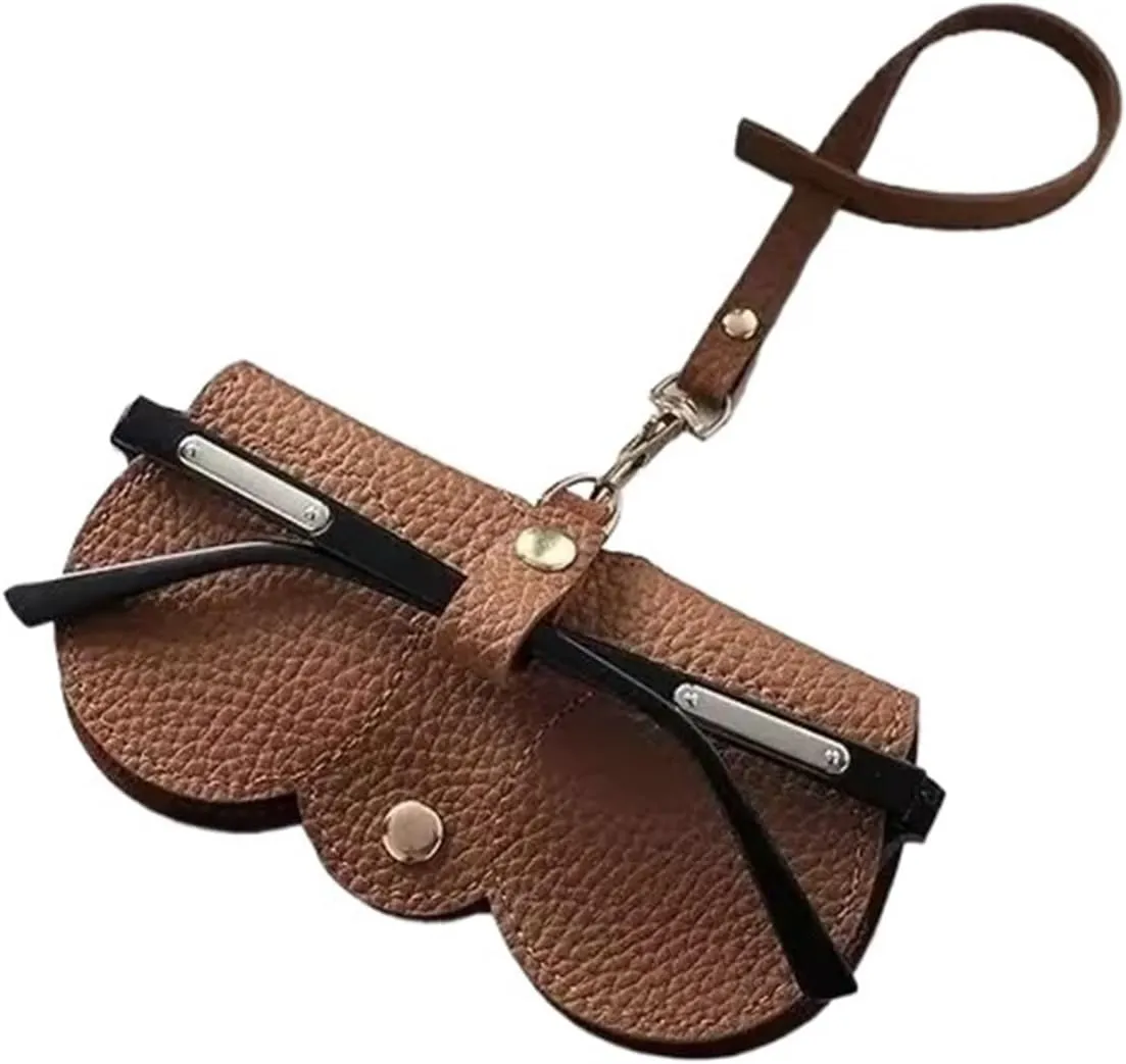 Embossed glasses case cute hanging Pu leather sunglasses reading glasses storage bag portable travel glasses holder