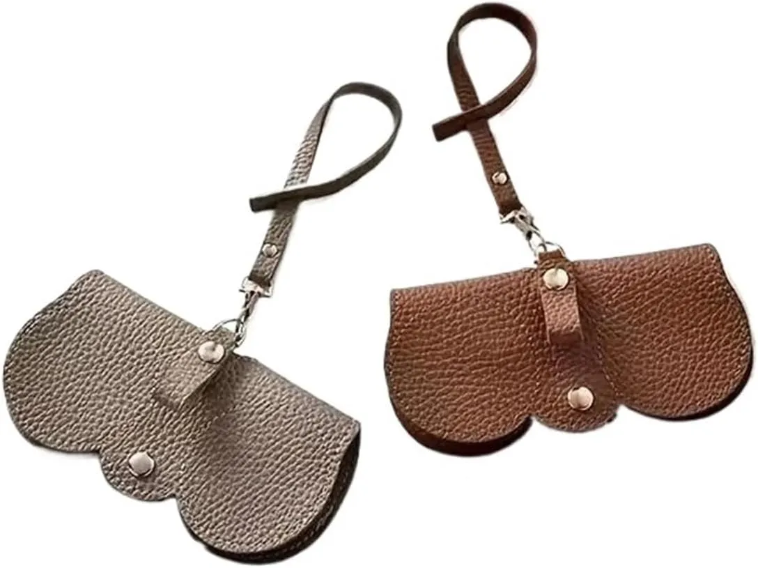 Embossed glasses case cute hanging Pu leather sunglasses reading glasses storage bag portable travel glasses holder