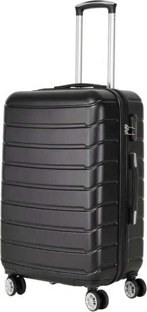 espidoo 3-Piece ABS Lightweight Luggage Set: 360 Spinner Suitcase & Hiking Bag - Modern Textured Finish for Travel & Vacation - Black Hard Shell Soft Edge Wheels