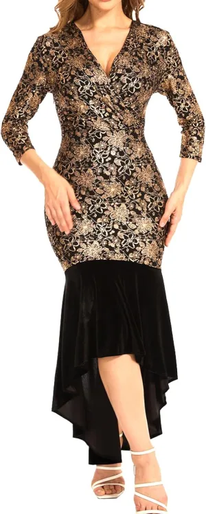 Evening Gowns for Women Formal Off Shoulder Wedding Guest Party Dress Elegant Short Sleeve Split Long Cocktail Dresses