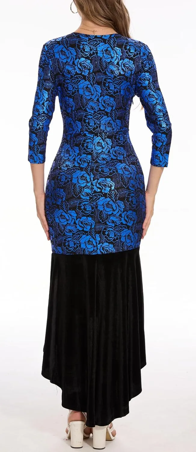 Evening Gowns for Women Formal Off Shoulder Wedding Guest Party Dress Elegant Short Sleeve Split Long Cocktail Dresses