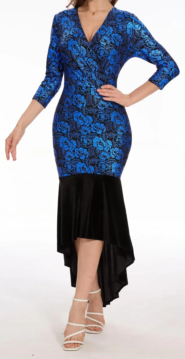 Evening Gowns for Women Formal Off Shoulder Wedding Guest Party Dress Elegant Short Sleeve Split Long Cocktail Dresses