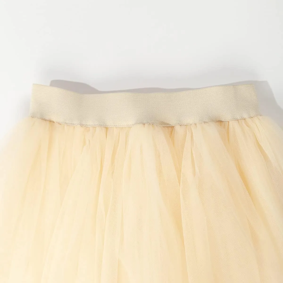 FEOYA Women Tutu Skirts 5 Layered Knee Length Tulle Skirt A-line Pleated Princess Skirts Evening Gown Prom Wedding Skirt
