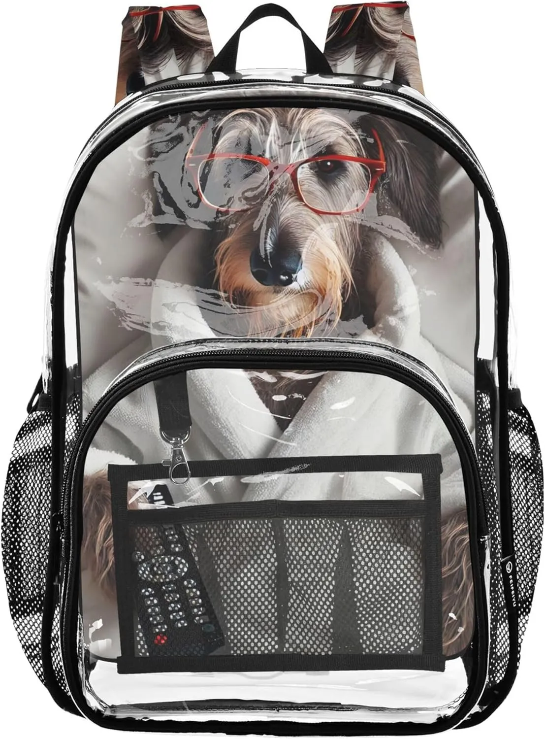 Funny Dog Cute Pet Travel Clear Bags for Women Girls Backpack Kids Boys Approved Plastic Bag Large