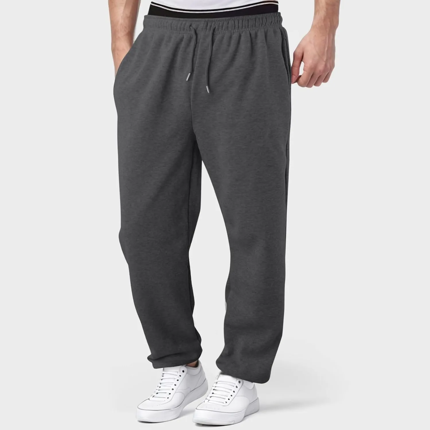 FZVYD Men's Sweatpants Athletic Lounge Pants Elastic Waist Drawstring Casual Joggers Relaxed Tapered Trousers with Pockets
