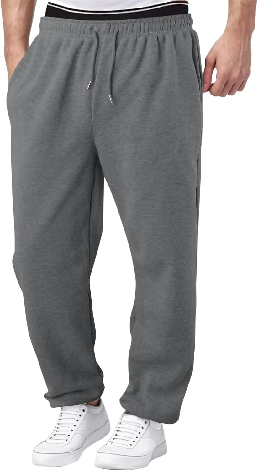 FZVYD Men's Sweatpants Athletic Lounge Pants Elastic Waist Drawstring Casual Joggers Relaxed Tapered Trousers with Pockets