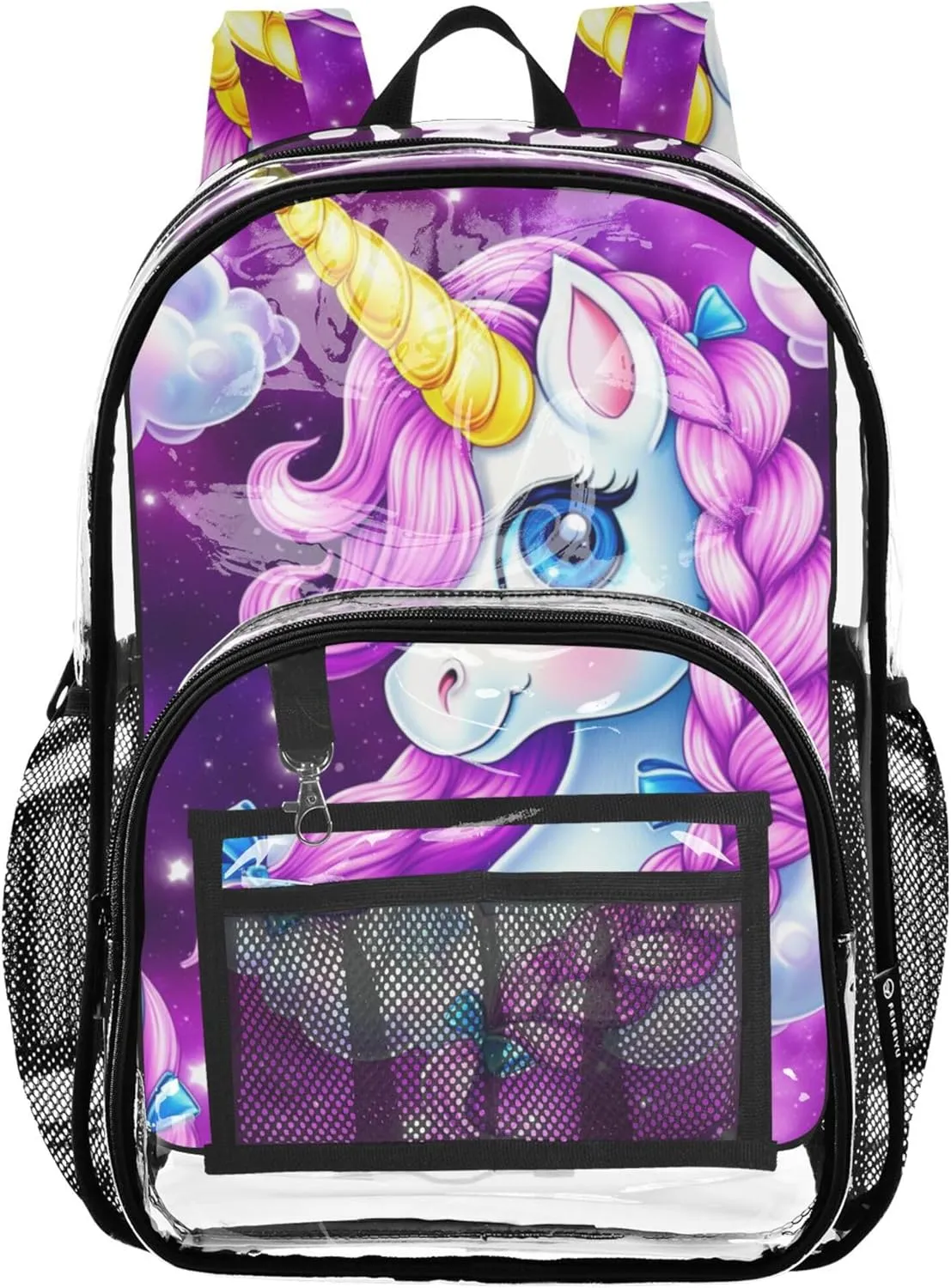 Girls Backpack for Kids Cute Unicorn Pink Purple Clear Bag for Women Travel Pvc Transparent Bags School