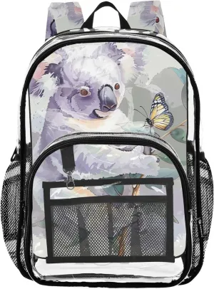 Girls Backpack Kids Boys Cute Koala Branch Travel Clear Bags for Women Pvc School Plastic Bookbag