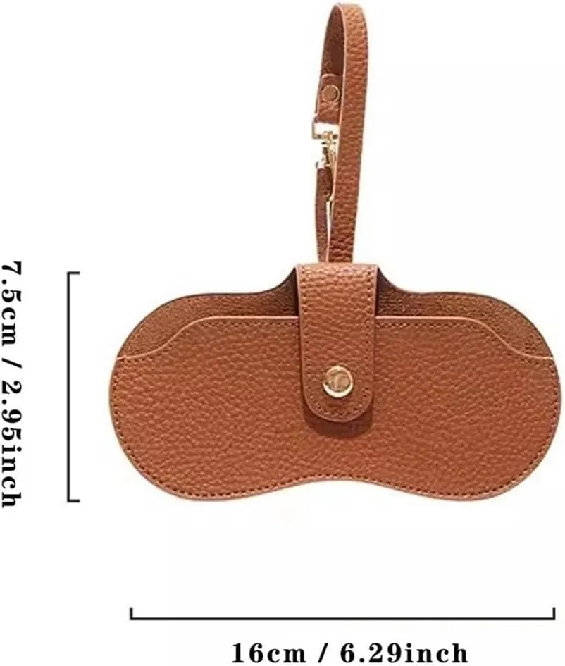 Glasses Case Women's Portable PU Leather Sunglasses Bag Pendant Storage