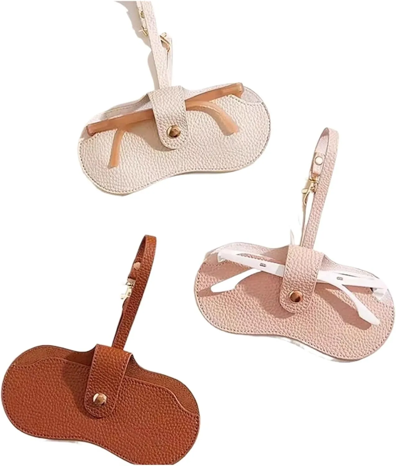 Glasses Case Women's Portable PU Leather Sunglasses Bag Pendant Storage