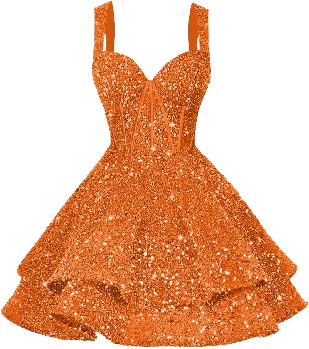 Homecoming Dresses 2025 Short for Teens Prom Dresses VNeck Sparkly Sequin Cocktail Party Gowns