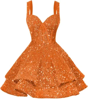 Homecoming Dresses 2025 Short for Teens Prom Dresses VNeck Sparkly Sequin Cocktail Party Gowns