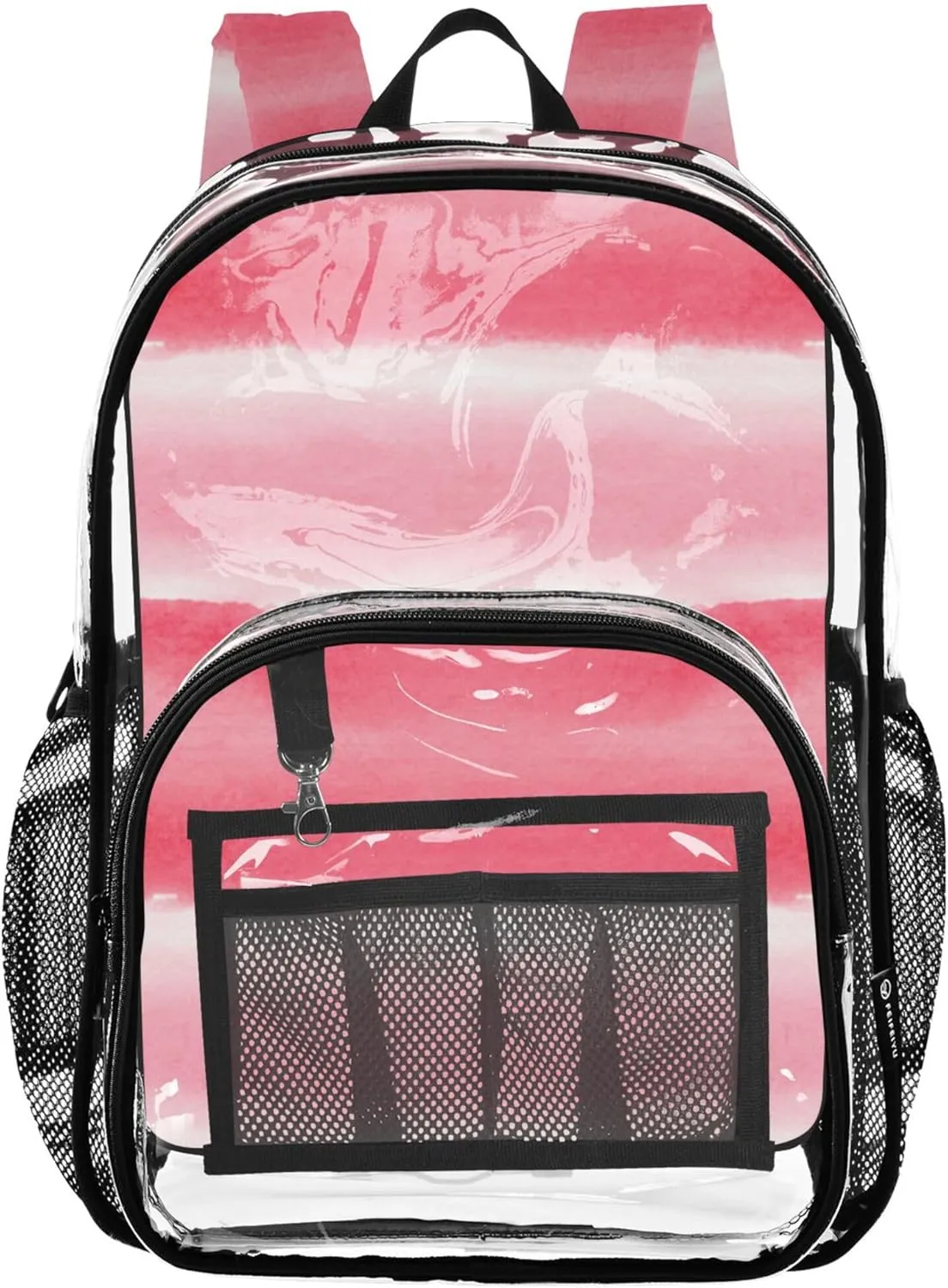 Horizontal Watercolor Stripes Pink Clear Backpack Women Cute Girls Backpack Kids Boys Plastic School Clear Bookbag