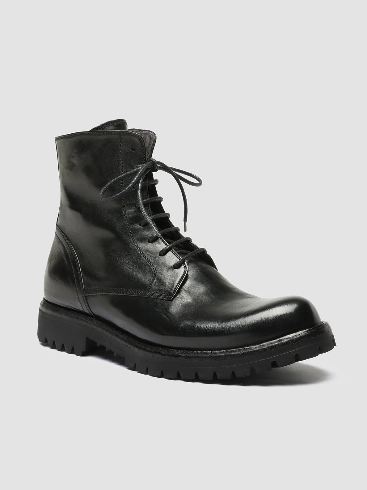 IKONIC 001 - Black Leather Lace Up Boots