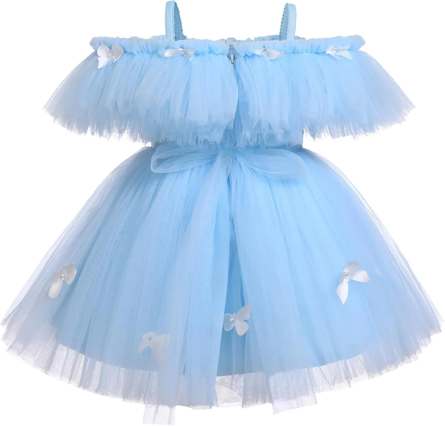 IMEKIS Toddler Girls Butterfly Birthday Dress Pageant Party Ruffle Tulle Tutu Dresses Cake Smash Photo Shoot Outfit