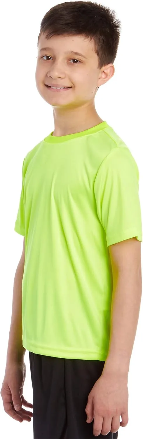 iXtreme Boys Athletic Shirts - 5 Pack Short Sleeve Dry Fit T-Shirts - Moisture Wicking Boys Shirts Summer Clothes (6-18)