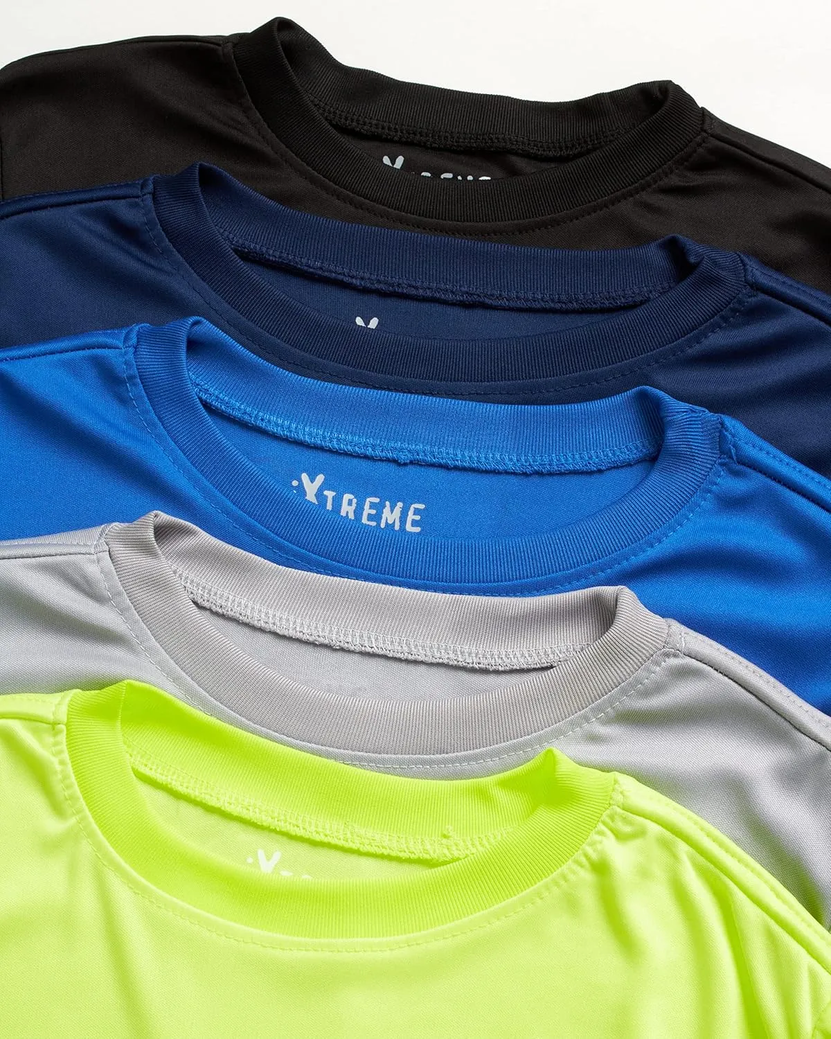 iXtreme Boys Athletic Shirts - 5 Pack Short Sleeve Dry Fit T-Shirts - Moisture Wicking Boys Shirts Summer Clothes (6-18)