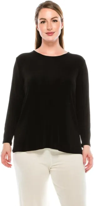 Jostar Women's Basic T Shirts - Long Sleeve Scoop Neck Non Iron Casual T Shirts 1093AY-LRS1-BLK L Black