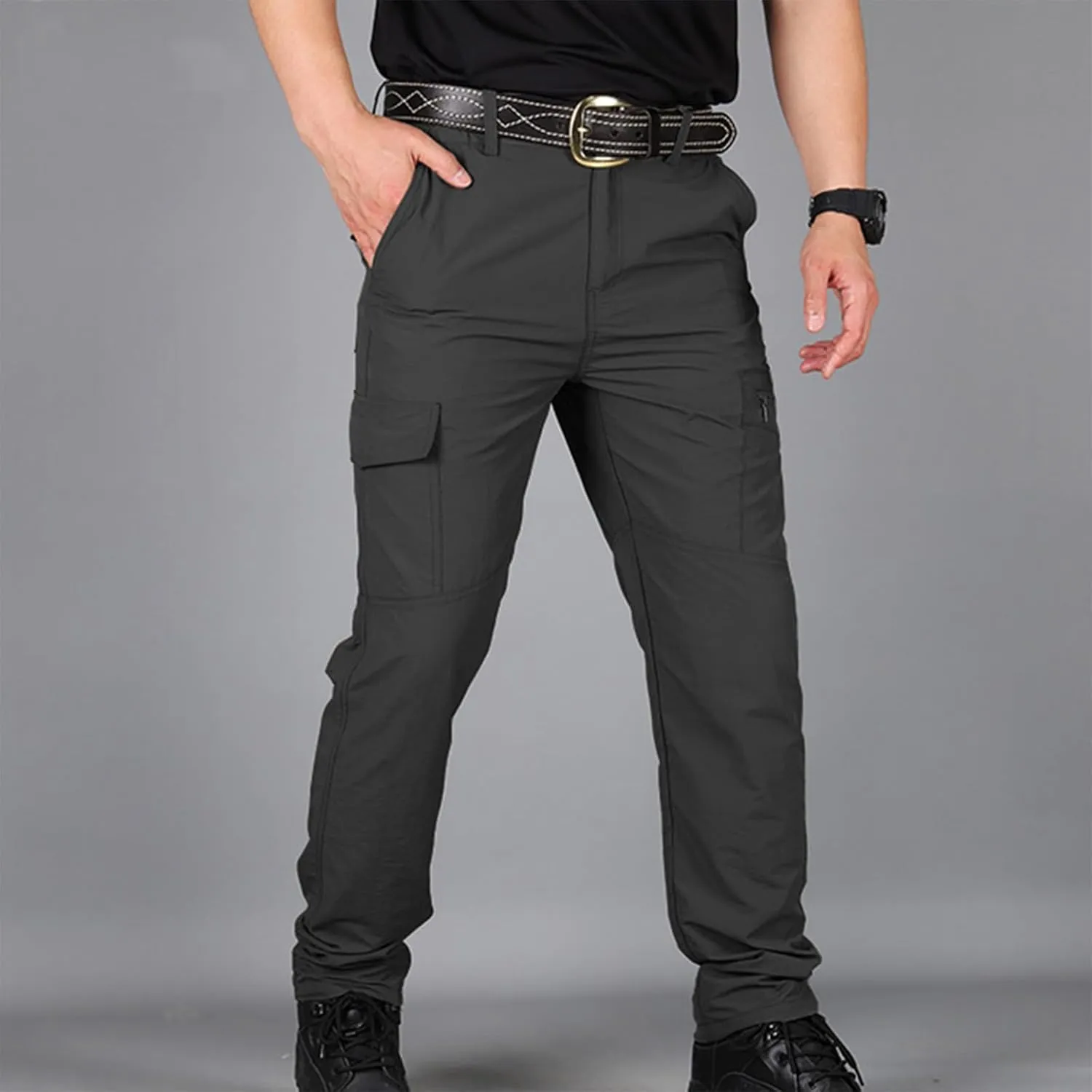 jsaierl Mens Hiking Pants Slim Fit Waterproof Quick Dry Fishing Pants Outdoor Lightweight Travel Climbing Stretch Cargo Pants
