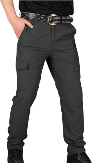 jsaierl Mens Hiking Pants Slim Fit Waterproof Quick Dry Fishing Pants Outdoor Lightweight Travel Climbing Stretch Cargo Pants