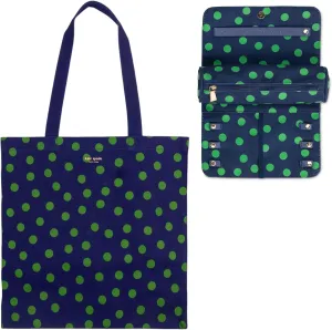 kate spade new york Canvas Tote Bag for Women Bundle with Travel Jewelry Case Organzier, Sonnet Dot