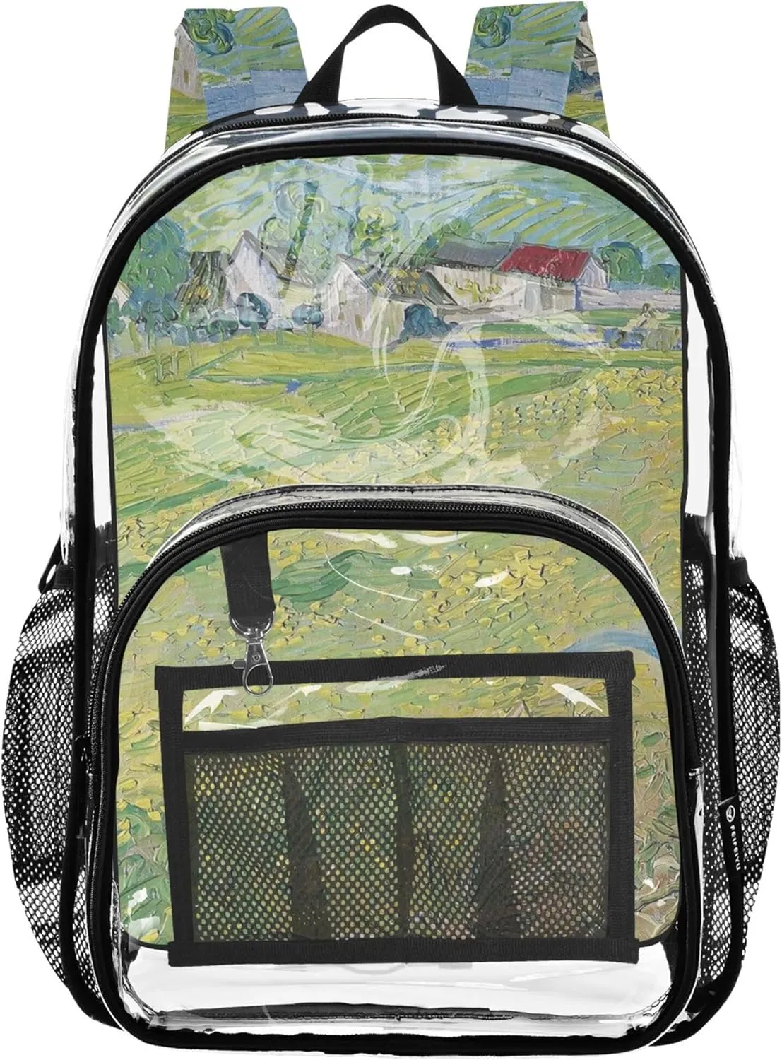 Kids Backpack Boys Girls Vincent Vangogh Field Painting Clear Bag for Women Travel Plastic See through Bookbag