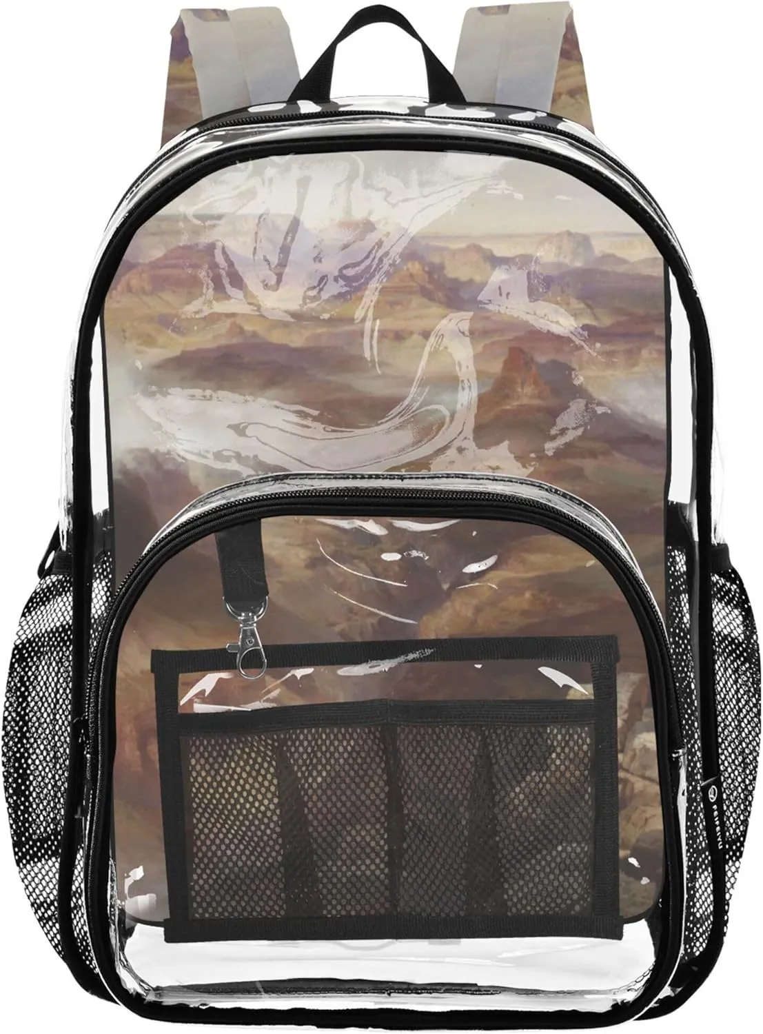 Kids Girls Backpack Boys Thomas Moran American Grand Canyon Colorado River Travel Clear Backpack Floral School Clear Plastic Bag Pvc