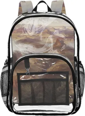 Kids Girls Backpack Boys Thomas Moran American Grand Canyon Colorado River Travel Clear Backpack Floral School Clear Plastic Bag Pvc