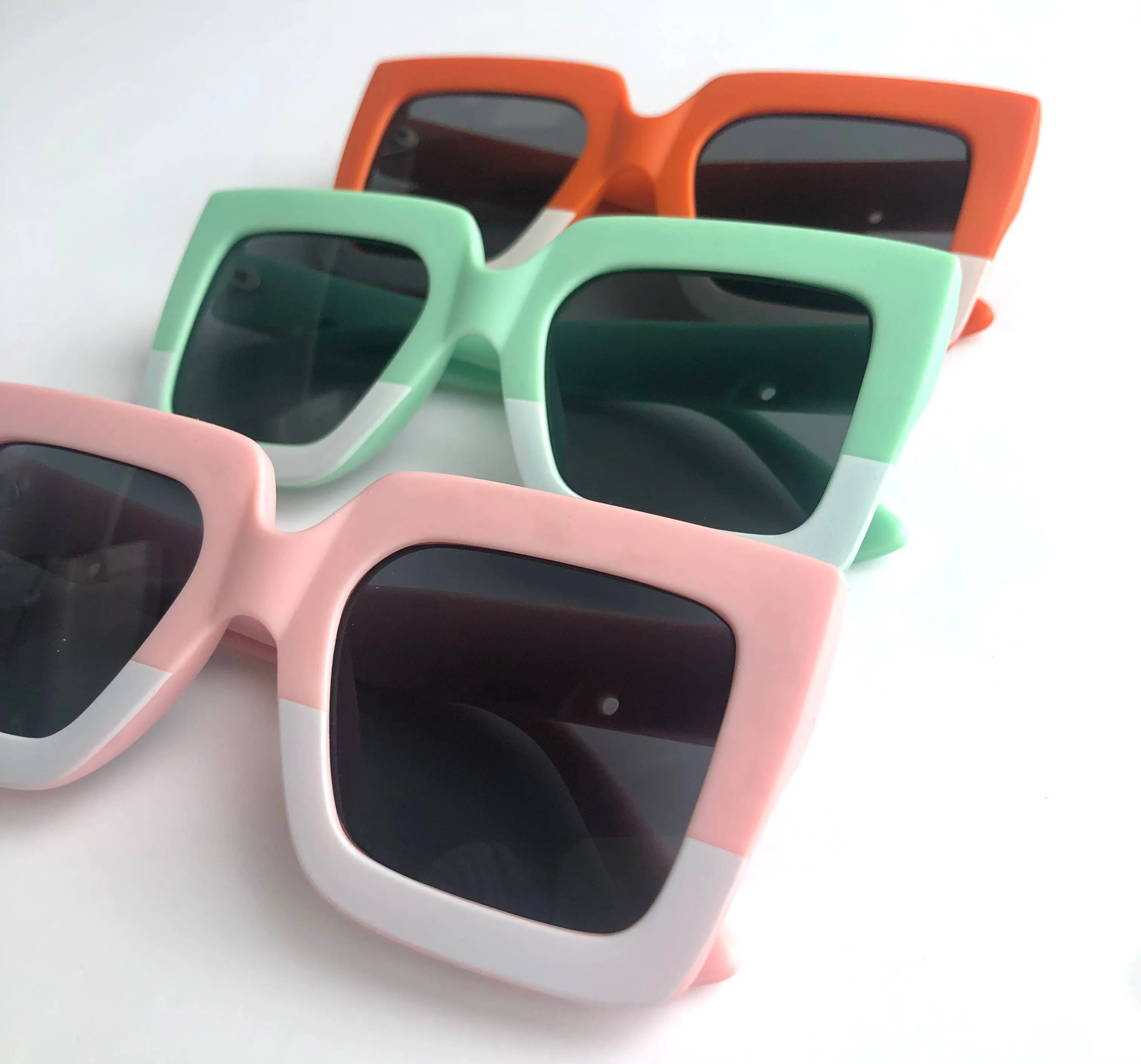 Kids Sunglasses Retro Square Two Tone: Pumpkin/white