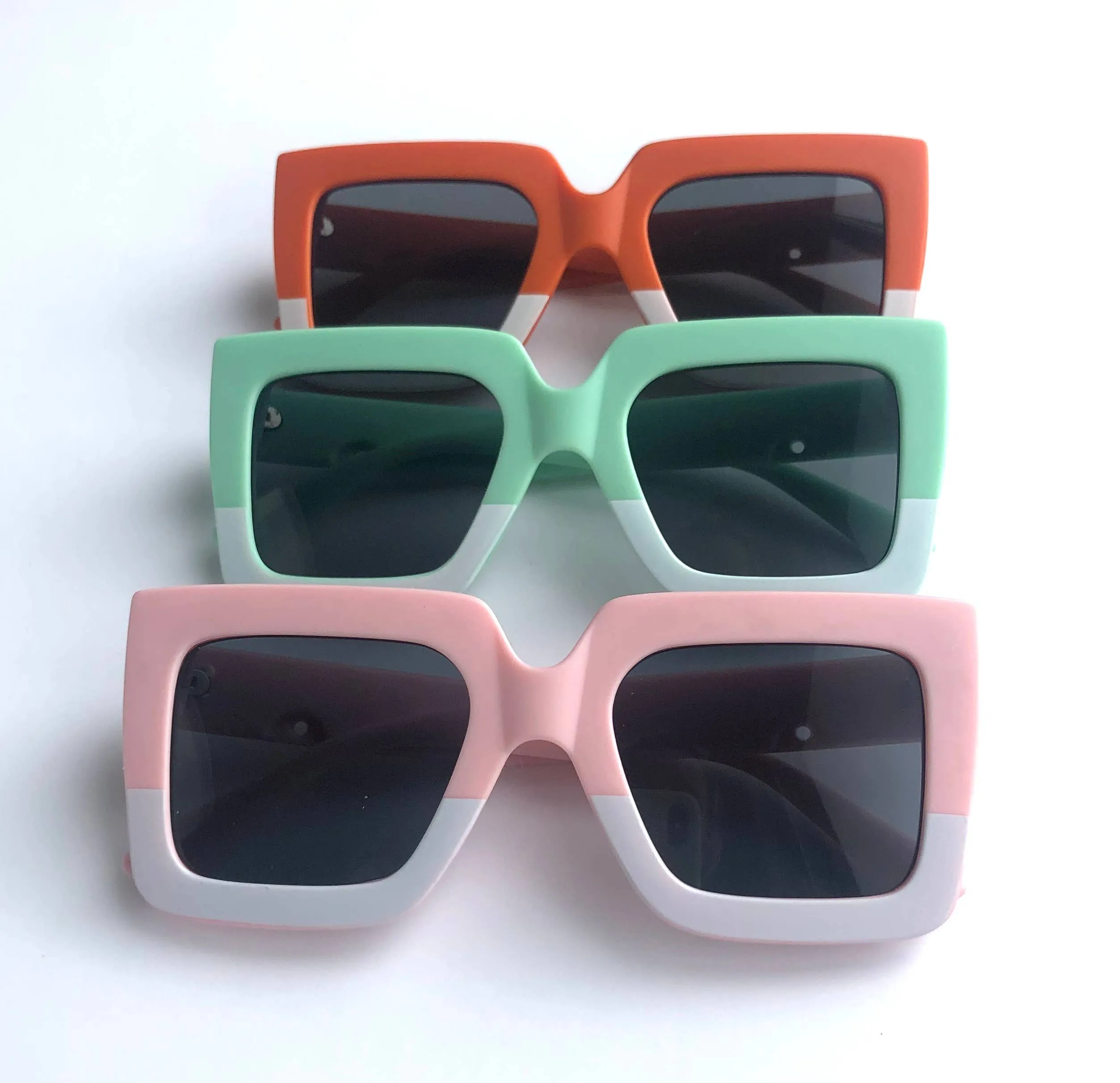 Kids Sunglasses Retro Square Two Tone: Pumpkin/white