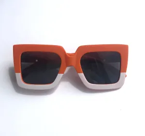 Kids Sunglasses Retro Square Two Tone: Pumpkin/white