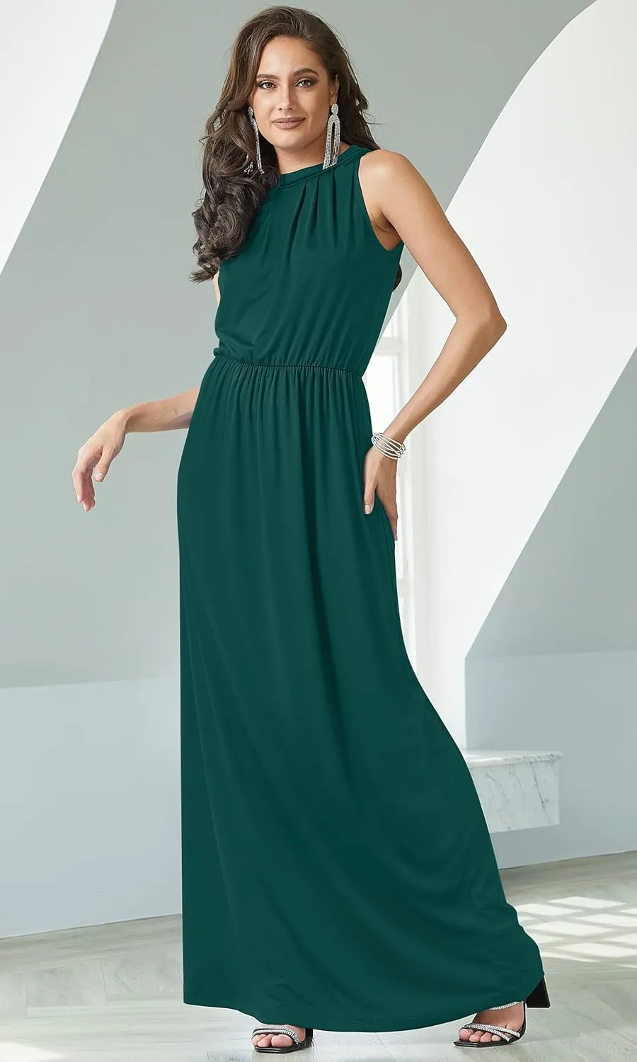 KOH KOH Sexy Sleeveless Flowy Summer Casual Formal Gown