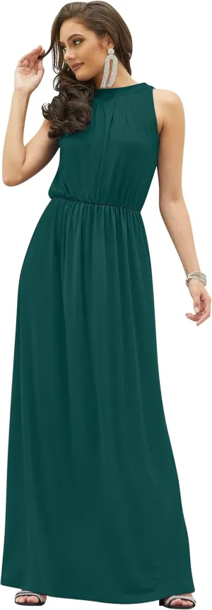 KOH KOH Sexy Sleeveless Flowy Summer Casual Formal Gown