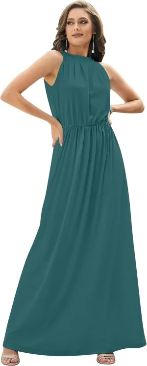 KOH KOH Sexy Sleeveless Flowy Summer Casual Formal Gown