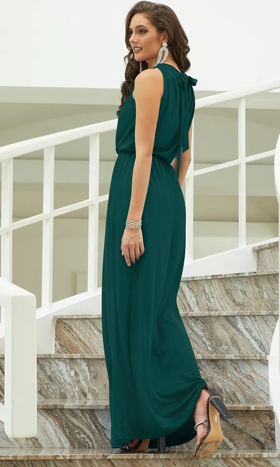 KOH KOH Sexy Sleeveless Flowy Summer Casual Formal Gown