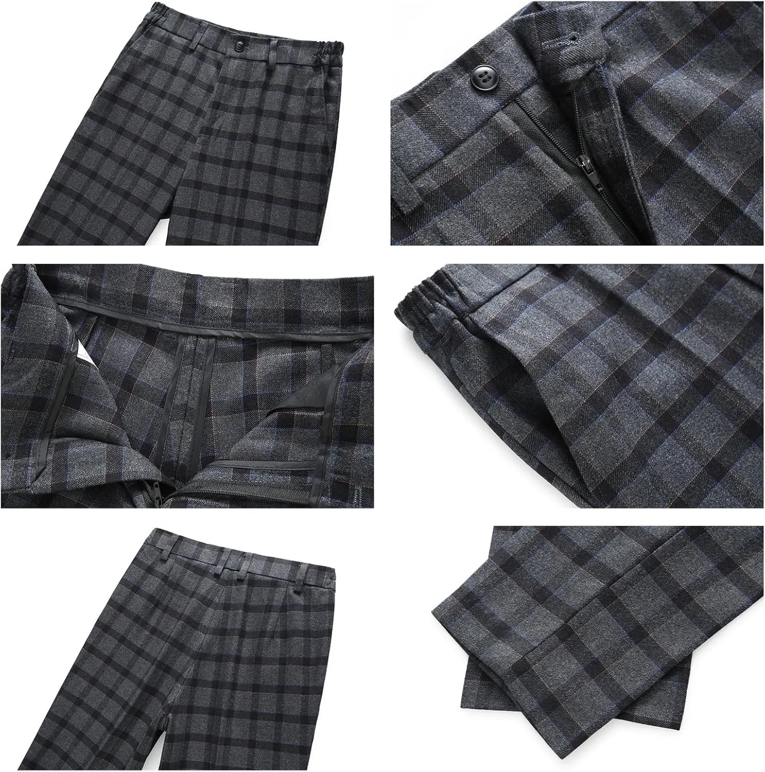 Lamgool Boys Plaid Suits 3 Piece Slim Fit Formal Set for Kids Prom Wedding Outfits Tuxedo Blazer Jacket Vest Pant Size 4T-16Y