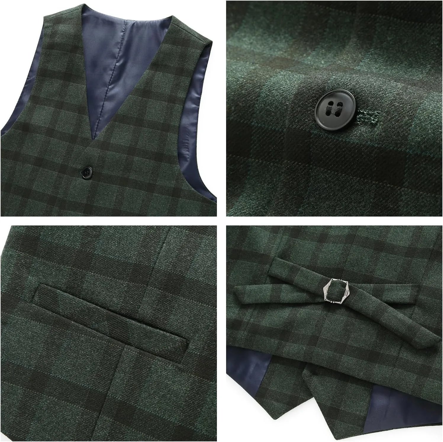 Lamgool Boys Plaid Suits 3 Piece Slim Fit Formal Set for Kids Prom Wedding Outfits Tuxedo Blazer Jacket Vest Pant Size 4T-16Y