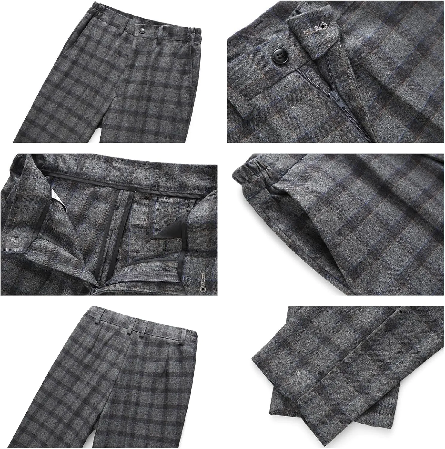 Lamgool Boys Plaid Suits 3 Piece Slim Fit Formal Set for Kids Prom Wedding Outfits Tuxedo Blazer Jacket Vest Pant Size 4T-16Y