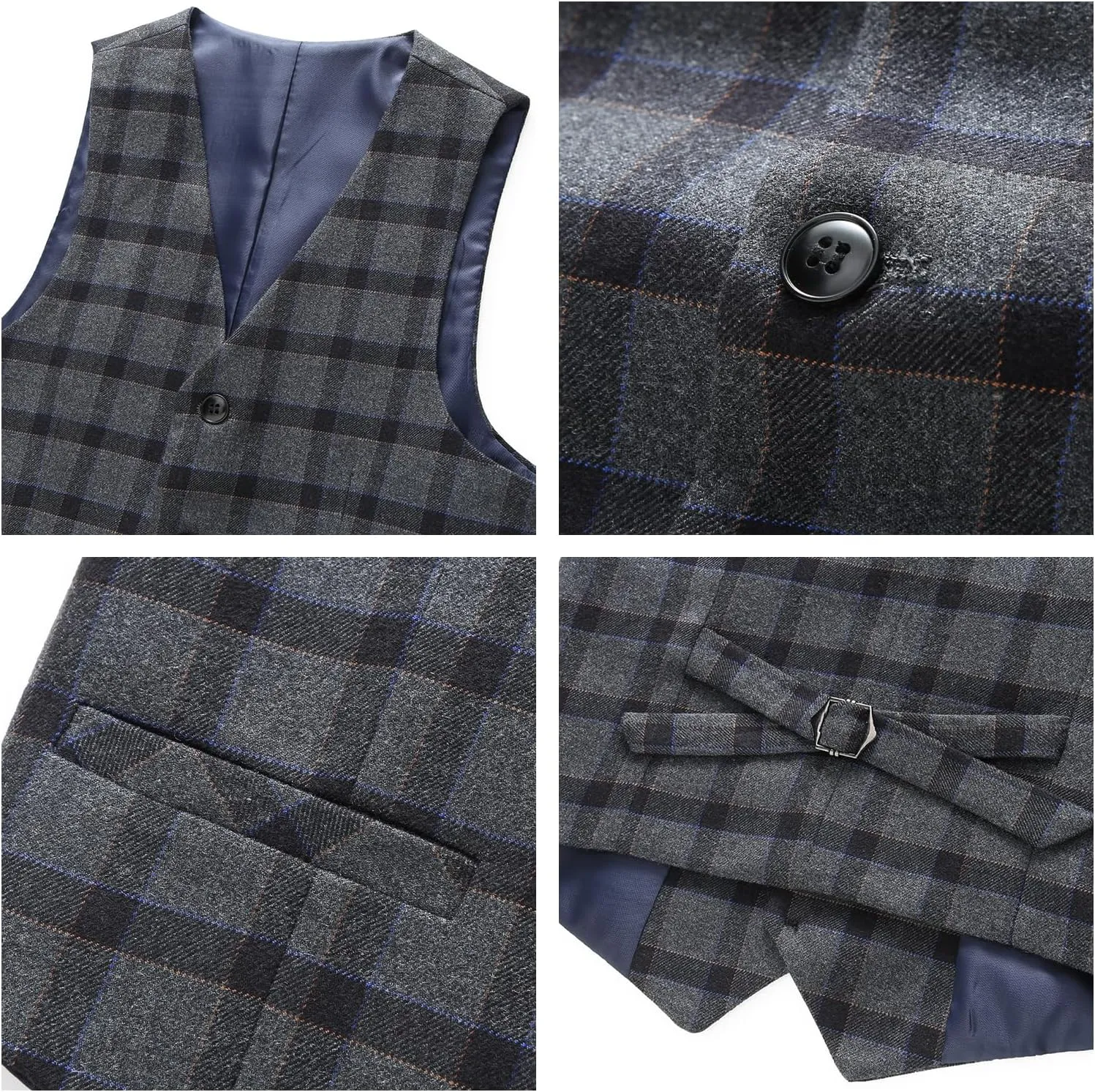 Lamgool Boys Plaid Suits 3 Piece Slim Fit Formal Set for Kids Prom Wedding Outfits Tuxedo Blazer Jacket Vest Pant Size 4T-16Y