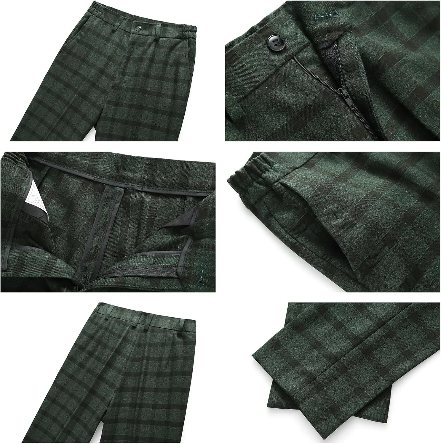 Lamgool Boys Plaid Suits 3 Piece Slim Fit Formal Set for Kids Prom Wedding Outfits Tuxedo Blazer Jacket Vest Pant Size 4T-16Y