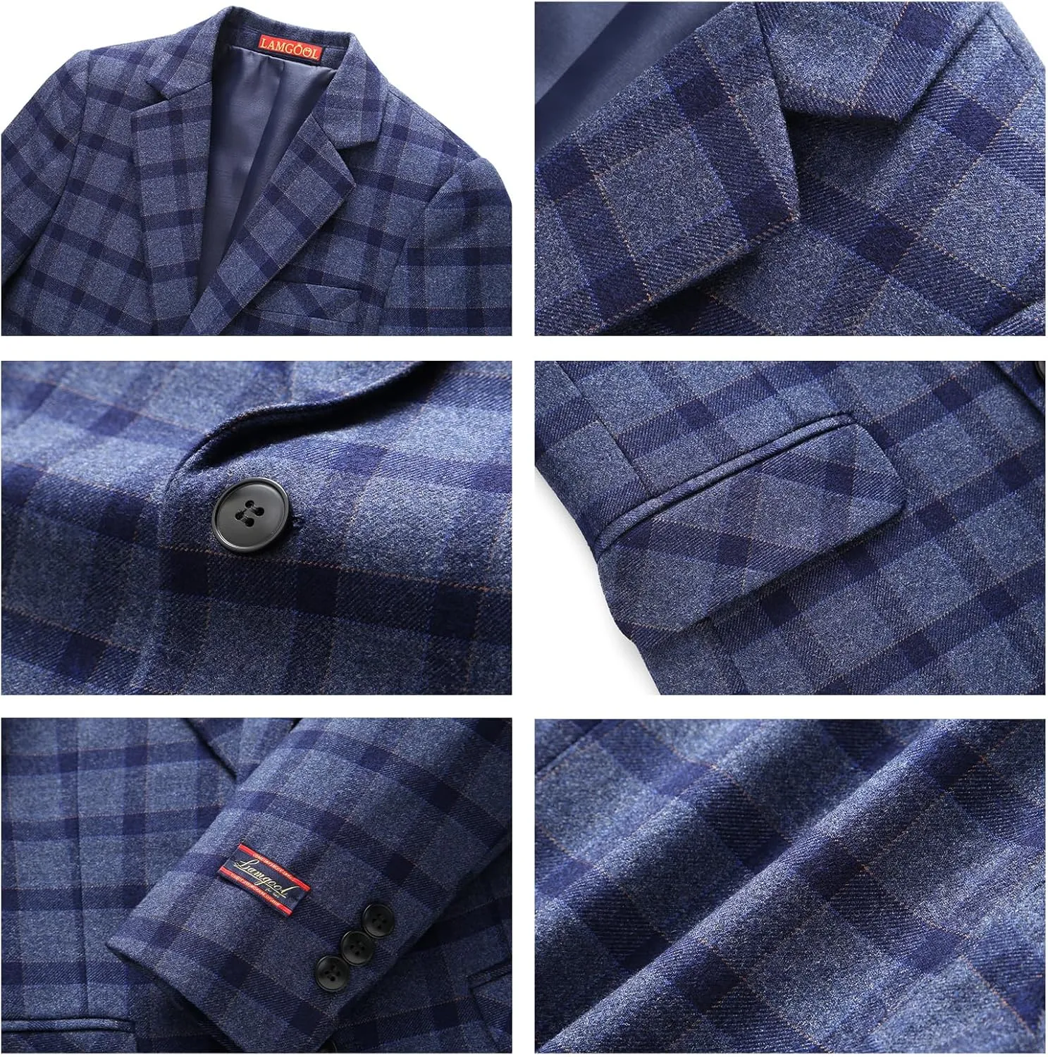 Lamgool Boys Plaid Suits 3 Piece Slim Fit Formal Set for Kids Prom Wedding Outfits Tuxedo Blazer Jacket Vest Pant Size 4T-16Y