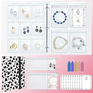 Large Transparent Jewelry Storage Book with 300 Pockets and 50 Jewelry Pouches,Travel Jewelry Organizer and Storage,Jewelry Binder Organizer for Earring,Bracelet,Necklace