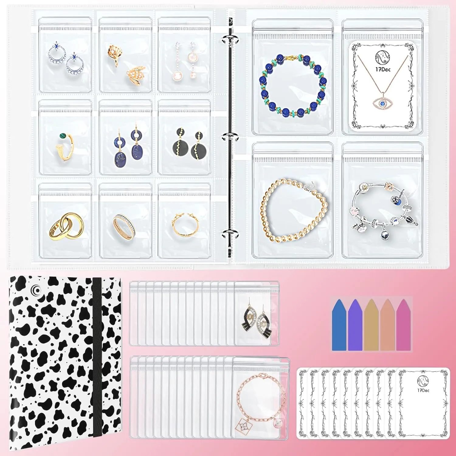 Large Transparent Jewelry Storage Book with 300 Pockets and 50 Jewelry Pouches,Travel Jewelry Organizer and Storage,Jewelry Binder Organizer for Earring,Bracelet,Necklace