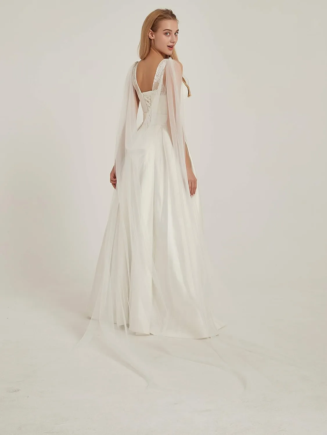 Leimandy Shoulder Cape Veil Tulle Church Bridal Cape Veil Chapel Wedding Veil B018