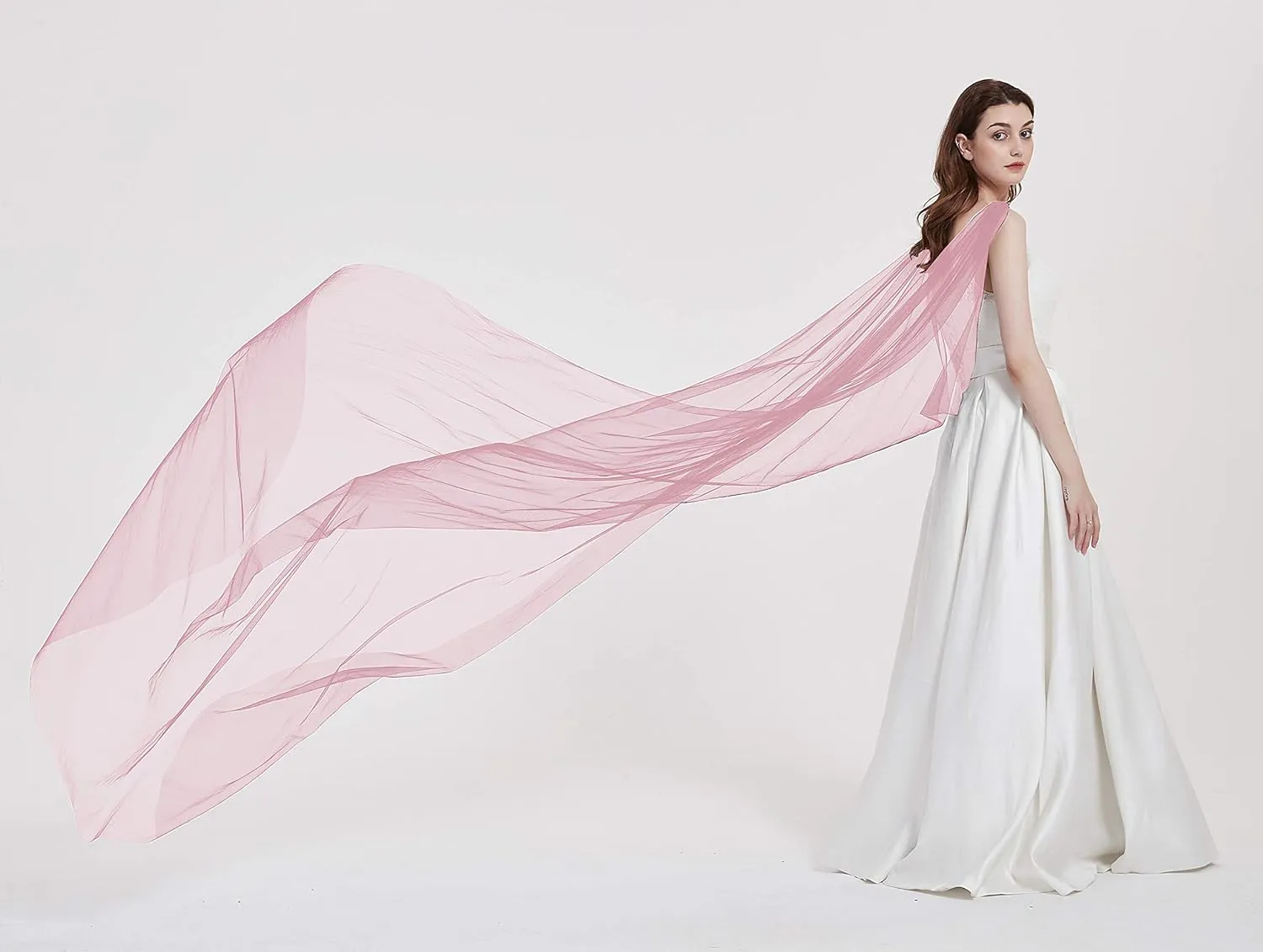 Leimandy Shoulder Cape Veil Tulle Church Bridal Cape Veil Chapel Wedding Veil B018