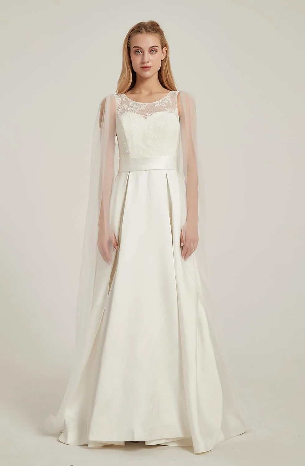 Leimandy Shoulder Cape Veil Tulle Church Bridal Cape Veil Chapel Wedding Veil B018